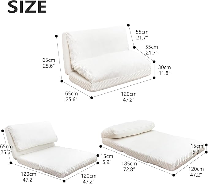 N&V Folding Matress Sofa Bean Bag Bed, Foam Filling Folding Matress Sofa - Image 2
