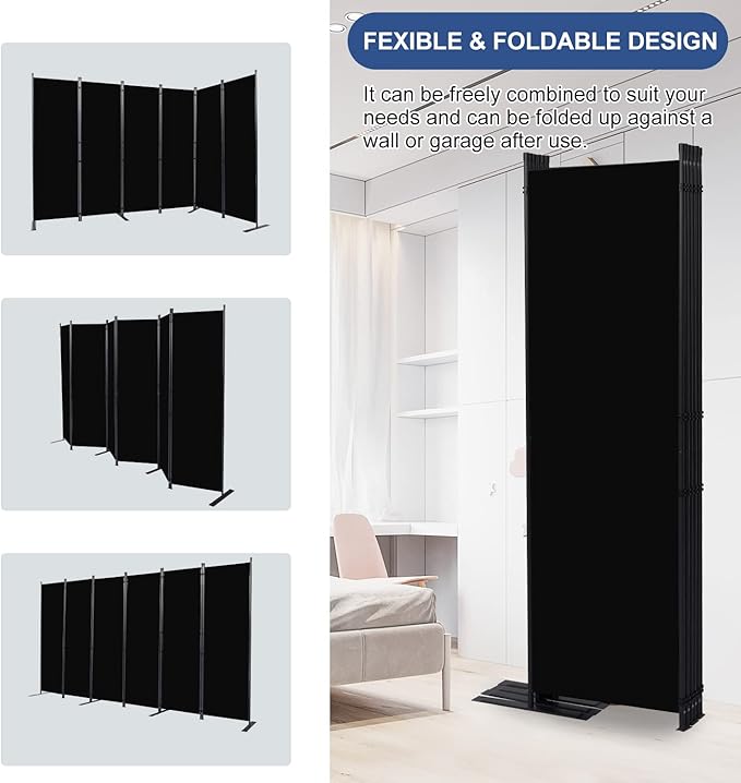Room Divider and Folding Privacy Screens， 6 Panel Wide Room Divider Wall Screen - Image 4