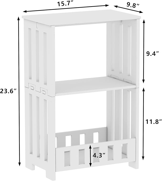 3 Tier Side Table Night Stand, Narrow End Table - Image 3