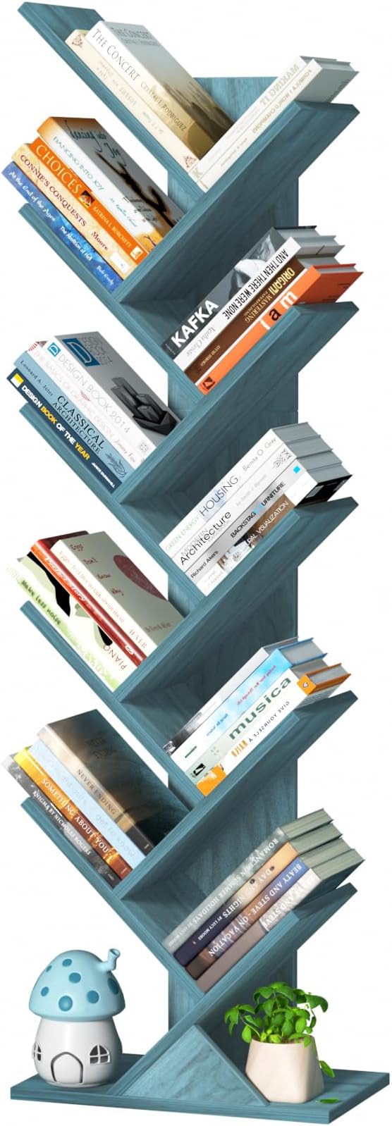 10 Tier Tree Book Shelf, Floor Standing Wood Bookshelf - Image 9