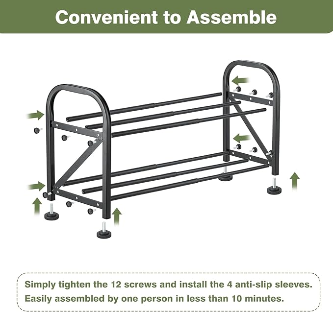 2-Tier Shoe Rack for Closet, Adjustable for Entryway Closet Doorway SturdyMetal - Image 6