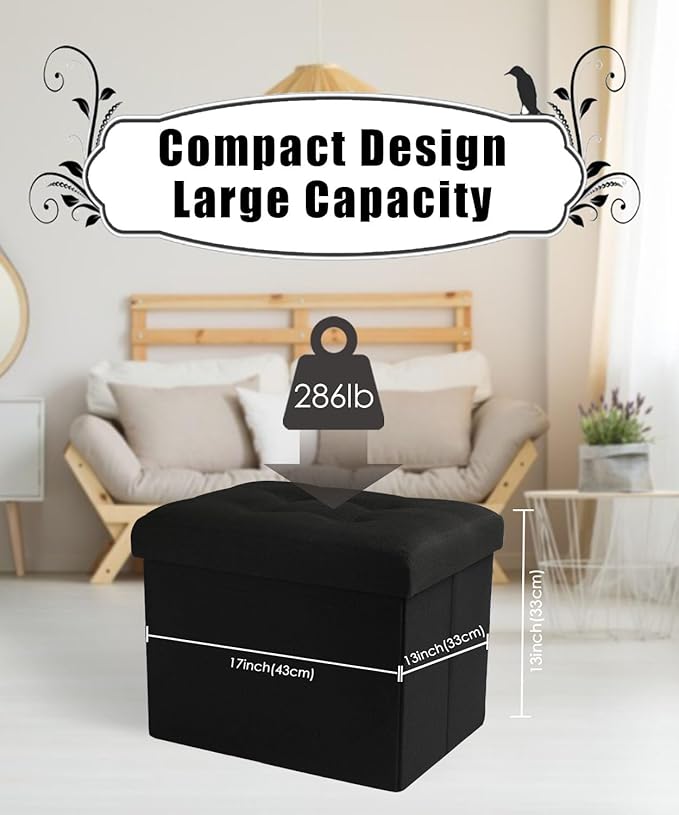 Ottoman Storage Ottoman Foot Rest Stool Foldable Bench - Image 3