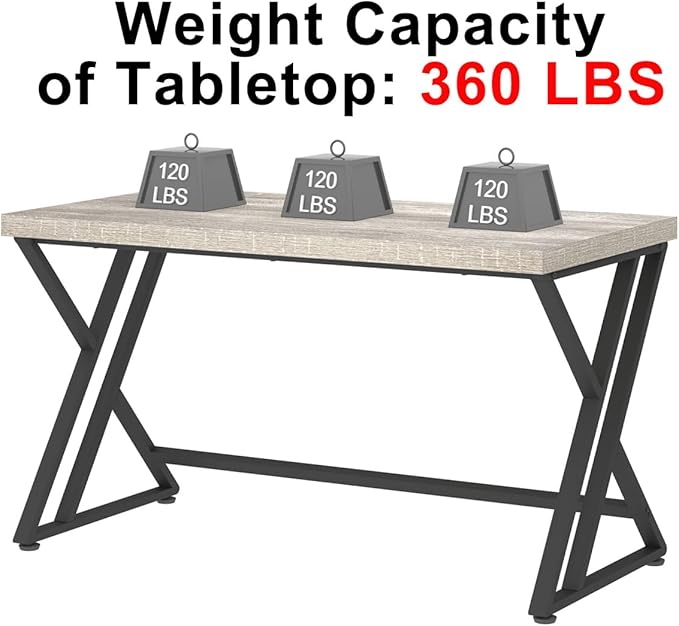 LVB Grey Desk, Industrial Wood Home Office Computer Desk - Image 7