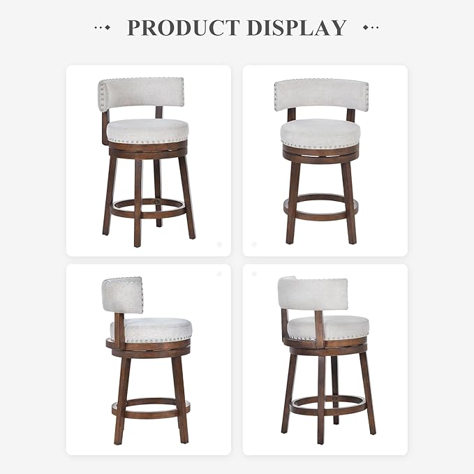 COLAMY Swivel Bar Stools Set of 4, Swivel Counter Height Barstools - Image 8
