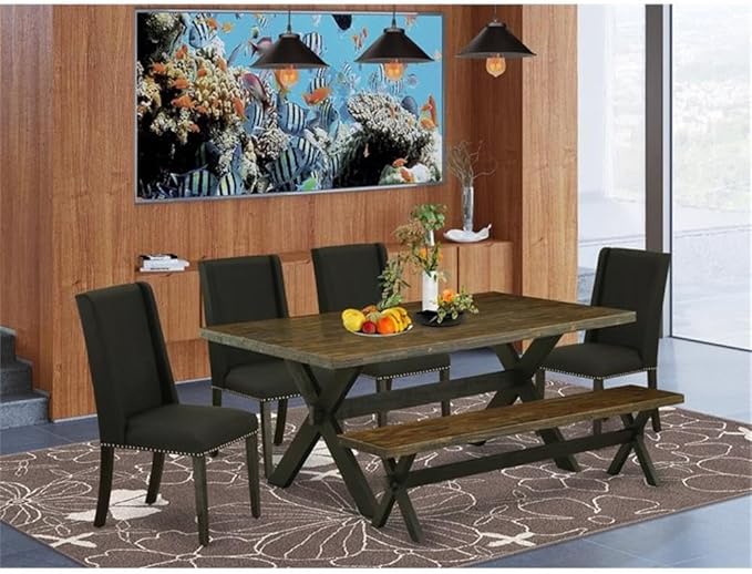East West Furniture X677FL624-6 6 Piece Dining Set Contains a Rectangle Dining - Image 2