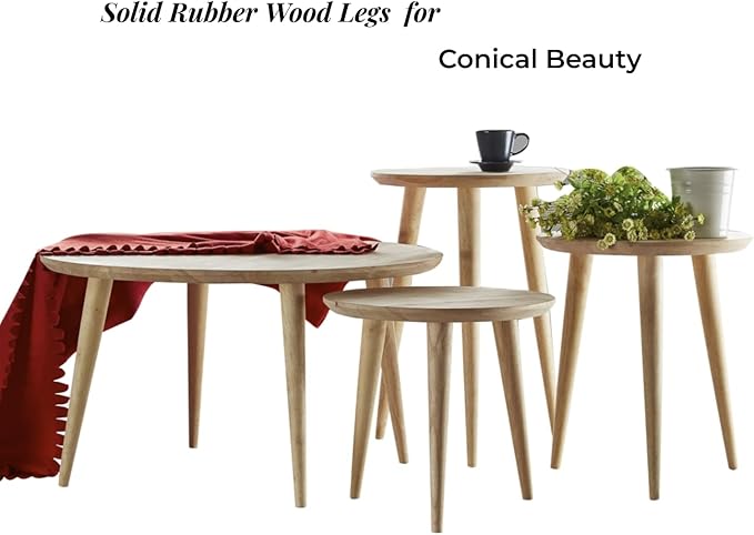 WoodShine Side Table Small Round Solid Wood Sofa Table End Tables Accent - Image 8