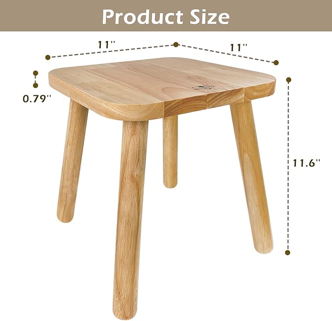 BEE&OAK Wooden Step Stools for Adults, Solid Rubber Wood Non-Slip Step Foot - Image 2