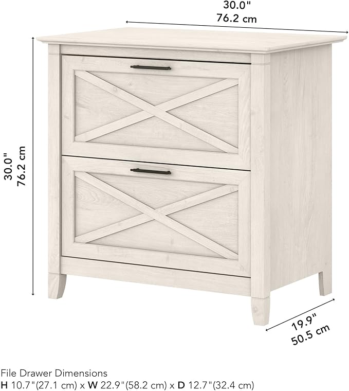 Bush Furniture Key West 2 Drawer Lateral File Cabinet in Linen White Oak | - Image 3