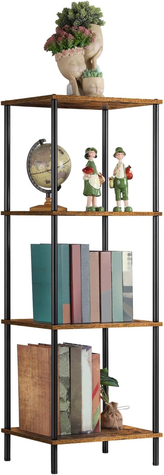 Tall End Table 4 Tier Wood Skinny Side Table Living Room by ETELI