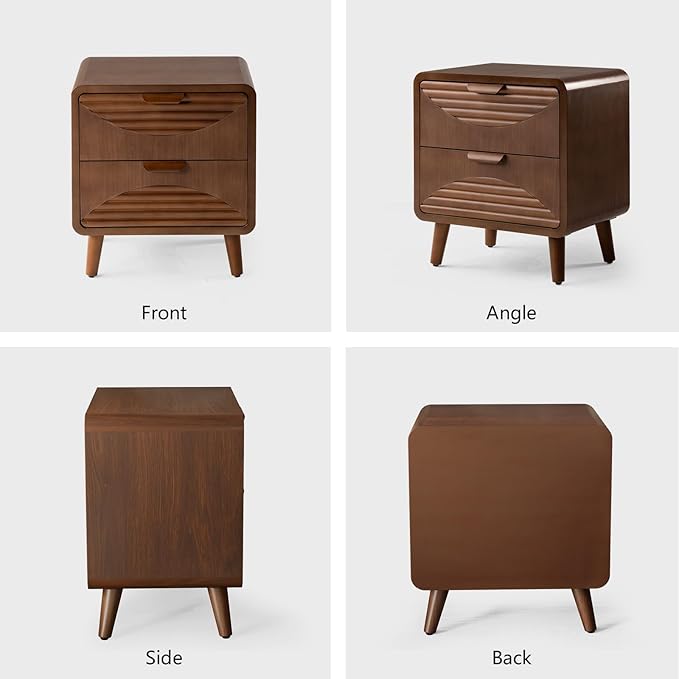 COSIEST Mid-Century Nightstand, Vintage Accent Furniture w 2 Storage Drawers - Image 8