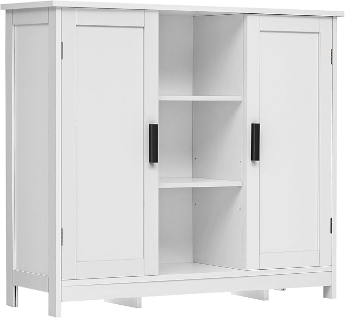 Iwell Storage Cabinet with 2 Doors and 4 Storage Shelves, Credenza Buffet by IWELL