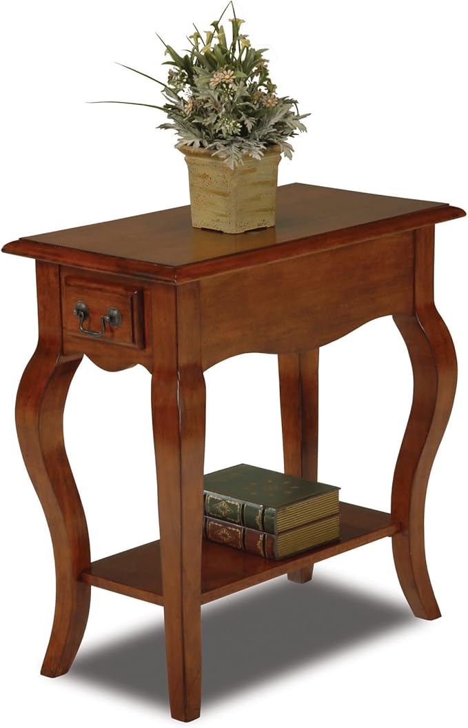Leick Home Side Table, One Drawer, French Cabriole Leg, Solid Poplar, 12.5 in W by LeickFurniture