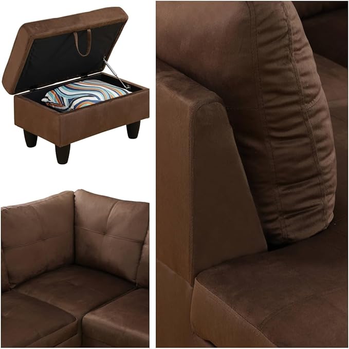 NAYSAYE Sectional Couch with Ottoman Storage, L Shaped Couch Sofa Furniture Sets - Image 5