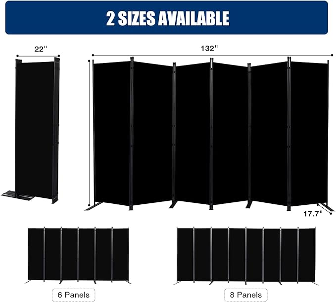 Room Divider and Folding Privacy Screens， 6 Panel Wide Room Divider Wall Screen - Image 5