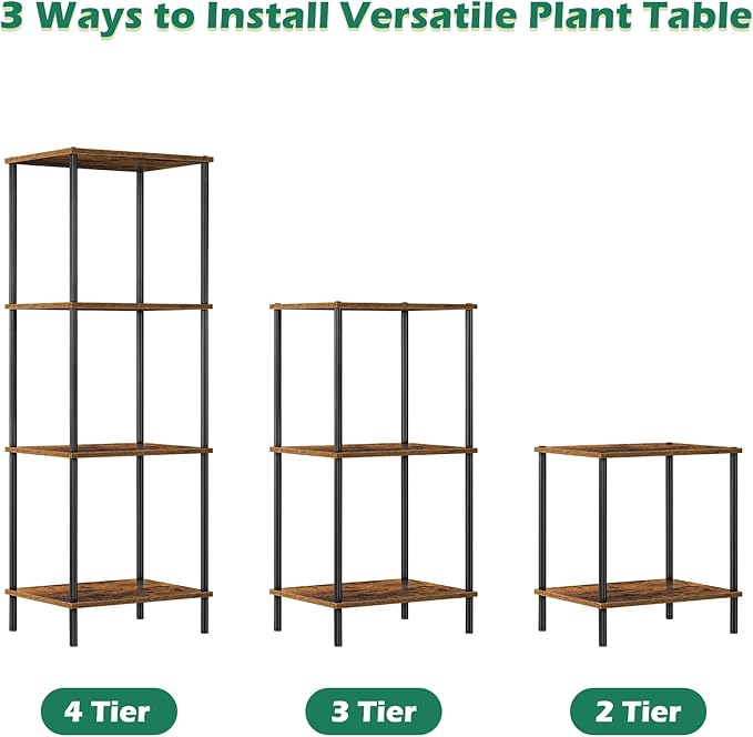 Tall End Table 4 Tier Wood Skinny Side Table Living Room - Image 7