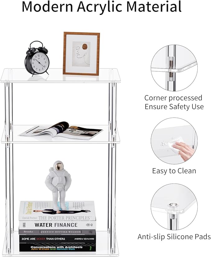 Clear Acrylic Side Table, 3-Tier End Table - Image 4