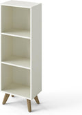 Manora Small Bookcase with 3 Open Shelves, Modern White Bookshelf with Wooden by manora
