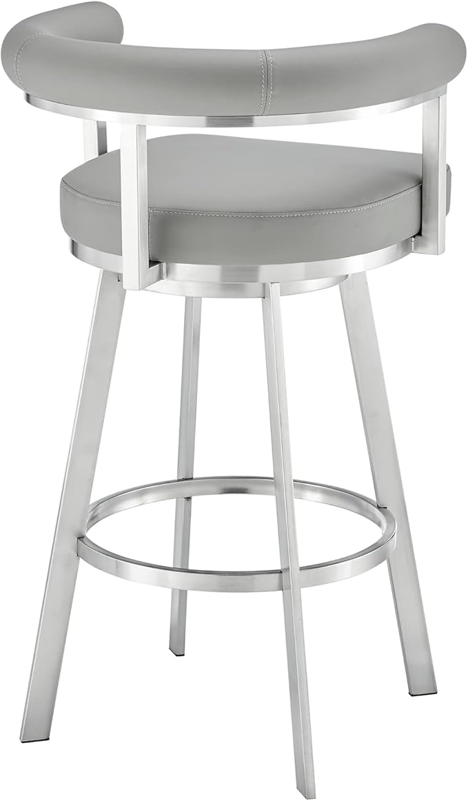 Armen Living Magnolia Swivel Bar Stool in Brushed Stainless Steel - Image 6