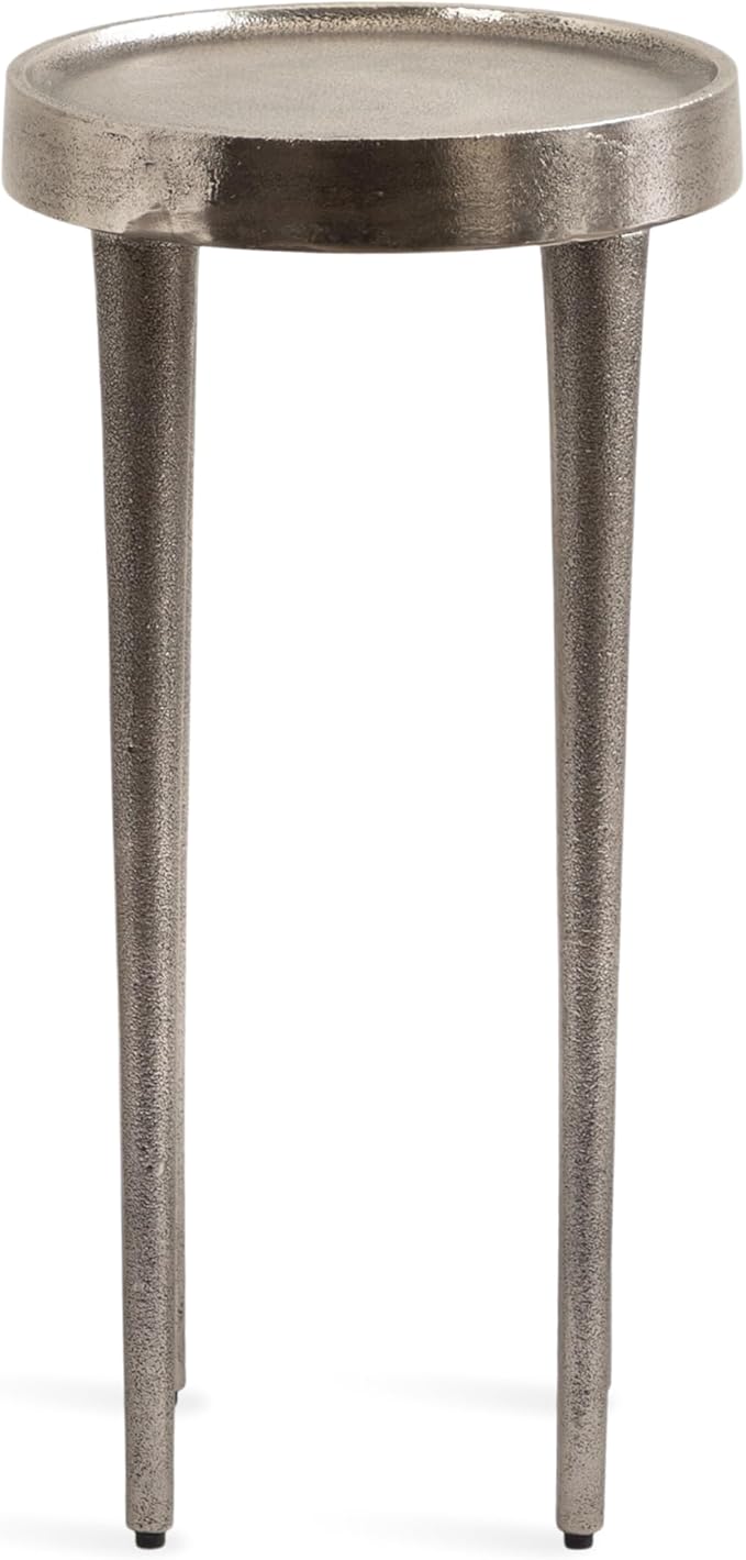 Kate and Laurel Rava Modern Metal Round Drink Table, Antique Nickel, Cast - Image 8