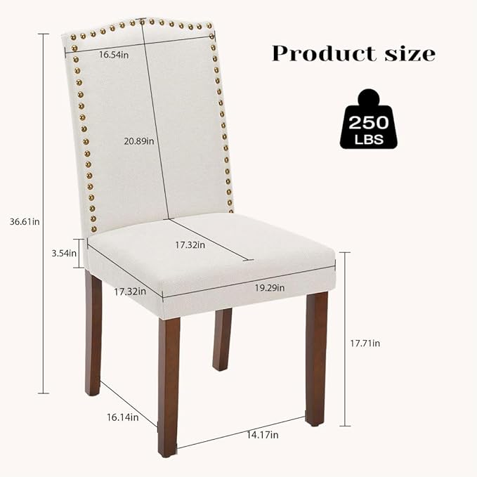 Kitchen Chairs Set of 4 Modern Upholstered Fabric Seat - Image 3