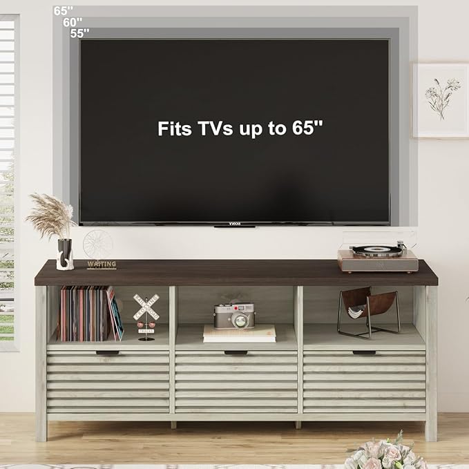 BON AUGURE TV Stand, Fluted Modern Media Console - Image 3