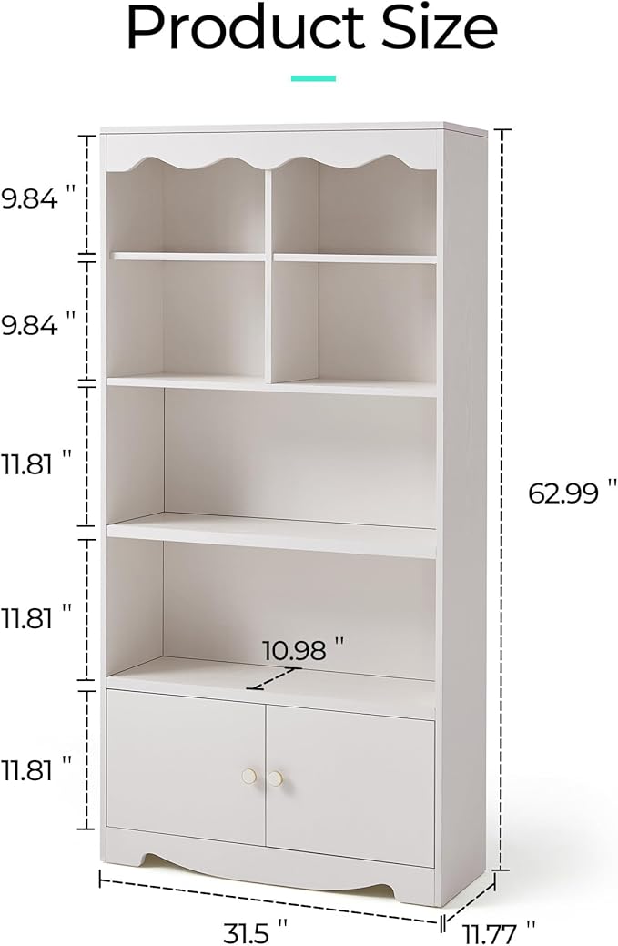 LINSY HOME 5 Shelf Bookcase Wooden, Open Floor Standing Cube Shelf Bookcase - Image 2