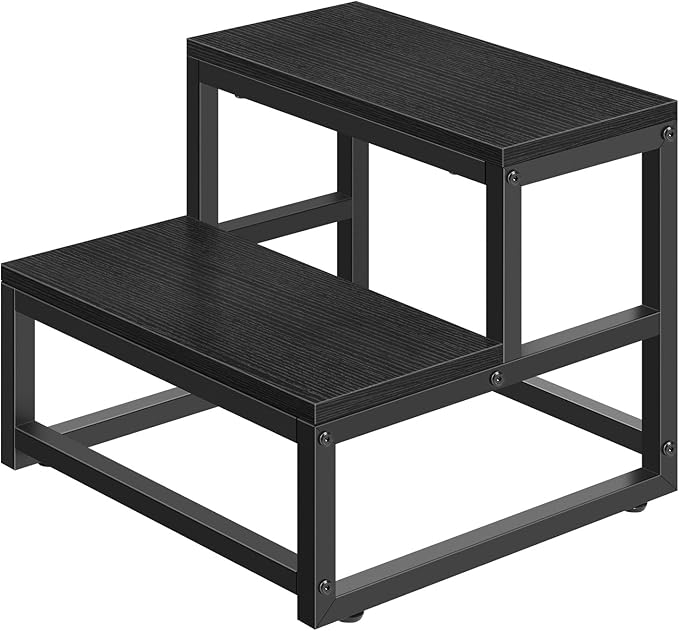Wood and Metal 2 Step Stool for Adults & Kids – Heavy Duty Rustic Step Stools by Fogein