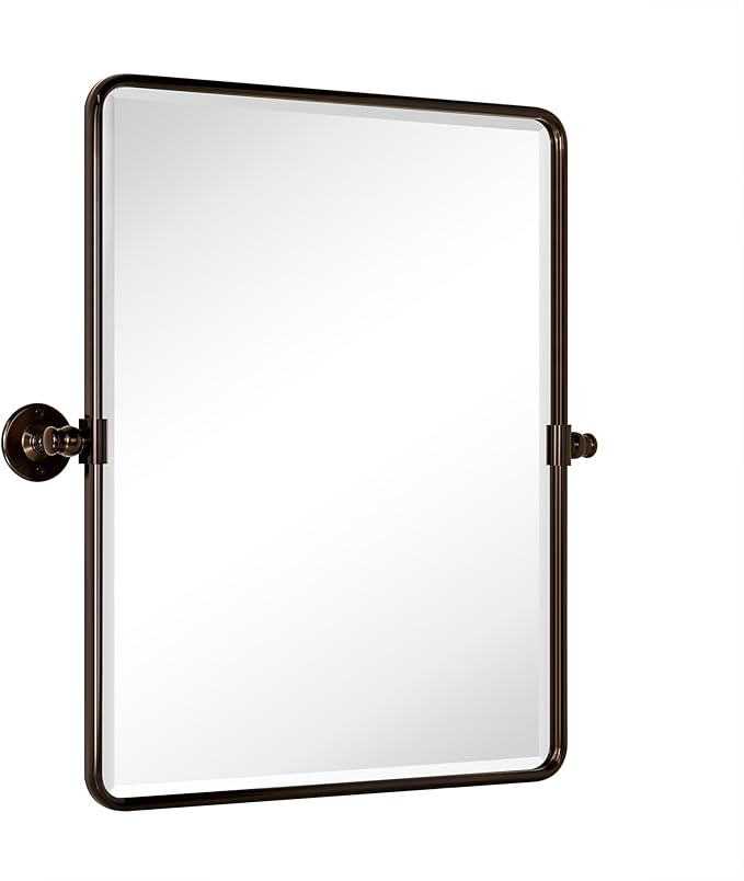 TEHOME 20x24'' Oil Rubbed Bronze Pivot Bathroom Vanity Mirror 24x20'' Metal by TEHOME