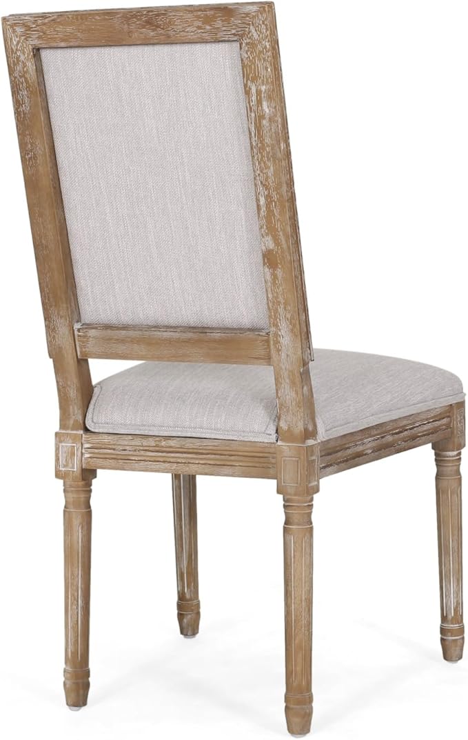 Merax Upholstered Solid Wood Dining Chairs Set of 2, French Country Style - Image 7