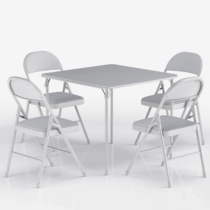 VECELO Portable Folding Card Table Square and Chair Set by VECELO