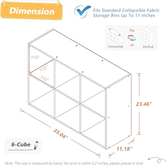 6 Cube Organizer Bookcase - Image 2