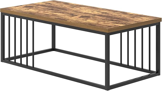 FOLUBAN Coffee Table, Modern Wood and Metal Living Room Table, Industrial - Image 9