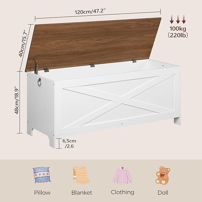 47.2" Toy Chest, Sturdy Entryway Storage Chest - Image 2