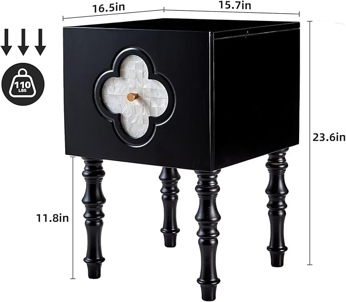 Uniclinens Black Nightstand - Image 2