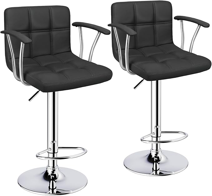 Bar Stools Set of 2, Armrest Adjustable Swivel Barstools by ERGOSEAT