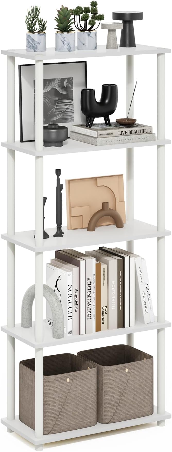 Furinno Turn-N-Tube 5-Tier Multipurpose Shelf Display Rack by Furinno-FitsYourSpaceFitsYourBudget
