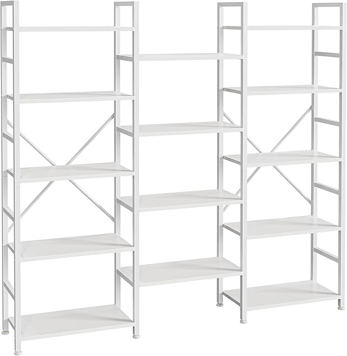 SUPERJARE Triple 5 Tier Bookshelf, Bookcase by SUPERJARE