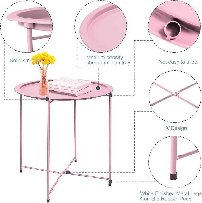 Garden 4 you End Table Set of 2, Outdoor Side Table, Small Patio Table Metal - Image 5