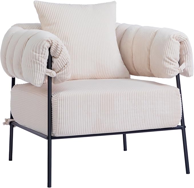 HollyHOME Modern Velvet Accent Chair, Upholstered Comfy Reading Chair, Fabric by HollyHOME