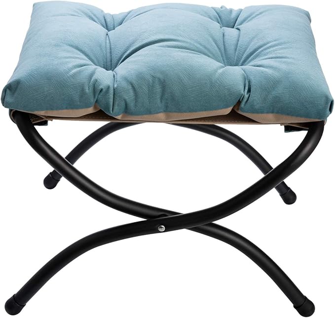 HollyHOME 15" Folding Footrest Stool, Upholstered Small Foldable Ottoman - Image 9