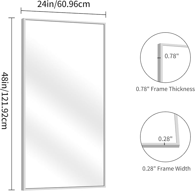 YIROMAN Bathroom Mirror 48"x24", Large Brushed Silver Bathroom Mirror - Image 6
