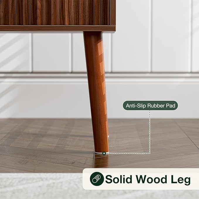 Side Table with Charging Station, Modern End Table with Fluted Drawer, Bedside - Image 7