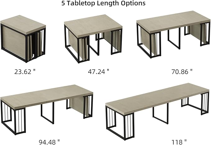 KEIKI 23.62" - 118" L Extendable Foldable Dining Room Table - Image 5