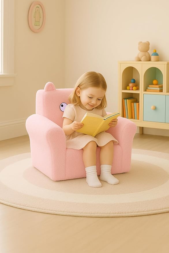 Cute Animal Toddler Foam Chair, Soft Faux Rabbit Fur, Comfy Toddler Lounge - Image 2