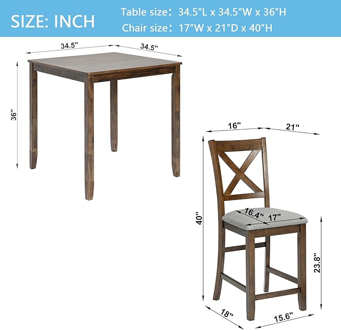 KEIKI 5-Piece Counter Height Dining Table Set - Image 3