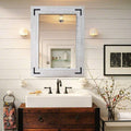 YOSHOOT Rustic Wooden Framed Wall Mirror, Natural Wood Bathroom Vanity Mirror by YOSHOOT