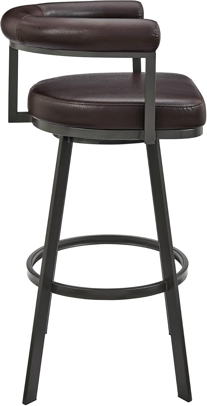 Armen Living Magnolia Swivel Counter Stool in Brown Metal - Image 5