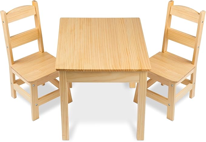Melissa & Doug Solid Wood Table and 2 Chairs Set - Image 3