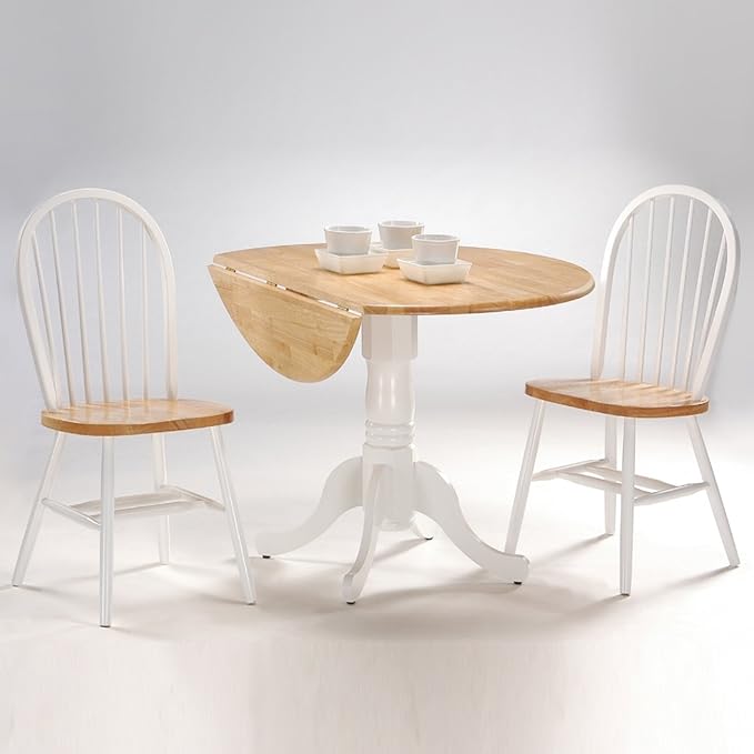 42" Round Dual Drop Leaf Pedestal Dining Table, Solid Wood, Easy Assembly - Image 5