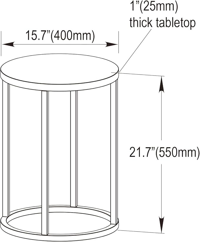 CENSI 16-Inch Natural Oak Round Accent End Table Side Table - Image 2